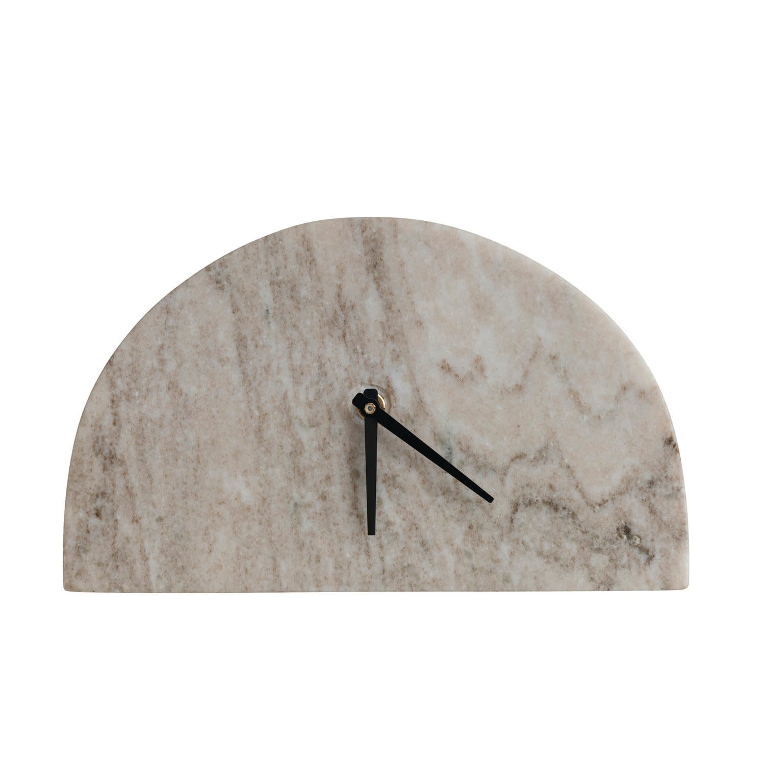 Half Circle Marble Mantel Clock, 10"x 6"