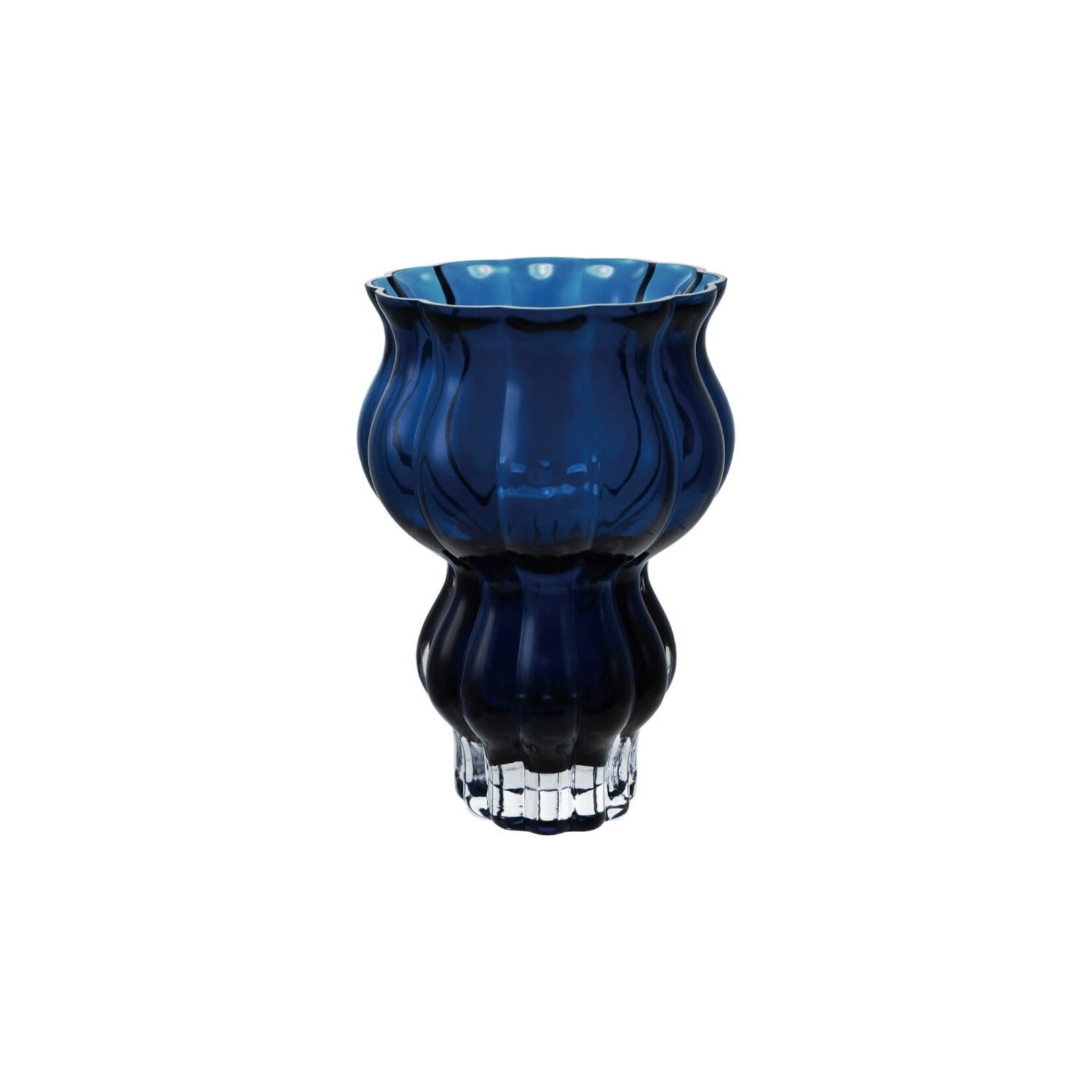 Fluted Cased Glass Vase, Blue, 7"x 10"