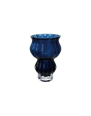 Fluted Cased Glass Vase, Blue, 7"x 10"
