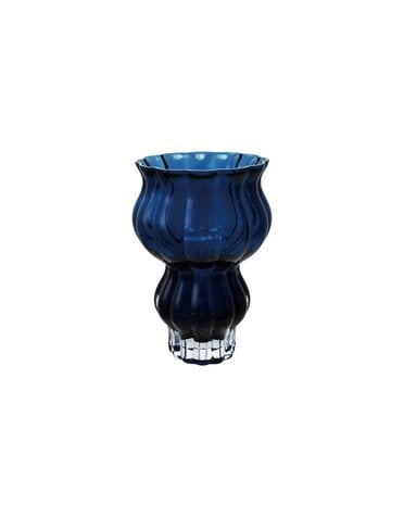 Fluted Cased Glass Vase, Blue, 7"x 10"