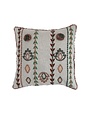 Embroidered Natural Colored Cotton Pillow, 20"