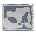 Woven Recycled Cotton Blend Jacquard Throw with Abstract Design, 60"x 50"