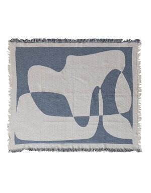 Woven Recycled Cotton Blend Jacquard Throw with Abstract Design, 60"x 50"