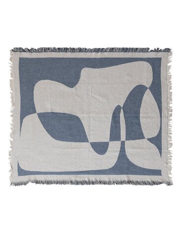 Woven Recycled Cotton Blend Jacquard Throw with Abstract Design, 60"x 50"