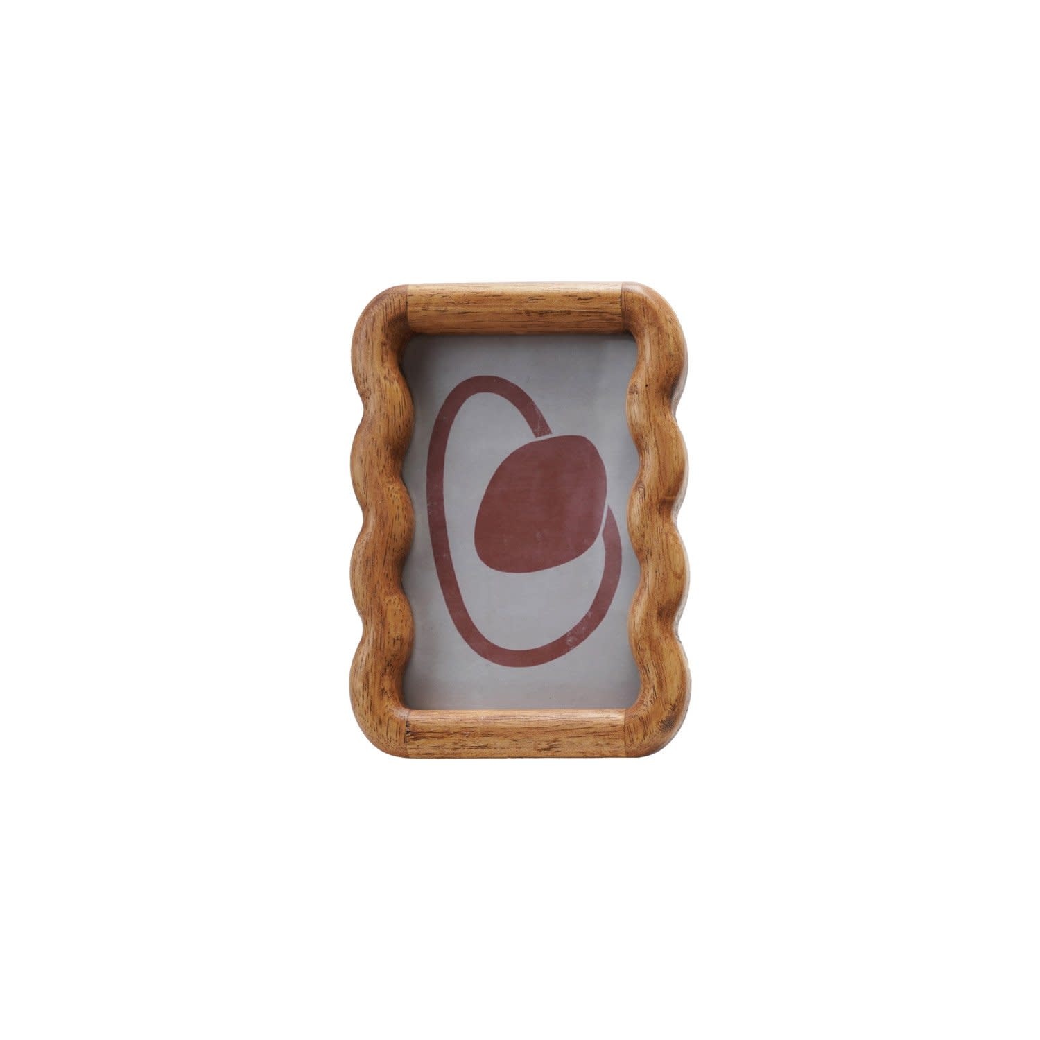 Rubberwood Scalloped Photo Frame, Holds 4"x 6" Photo