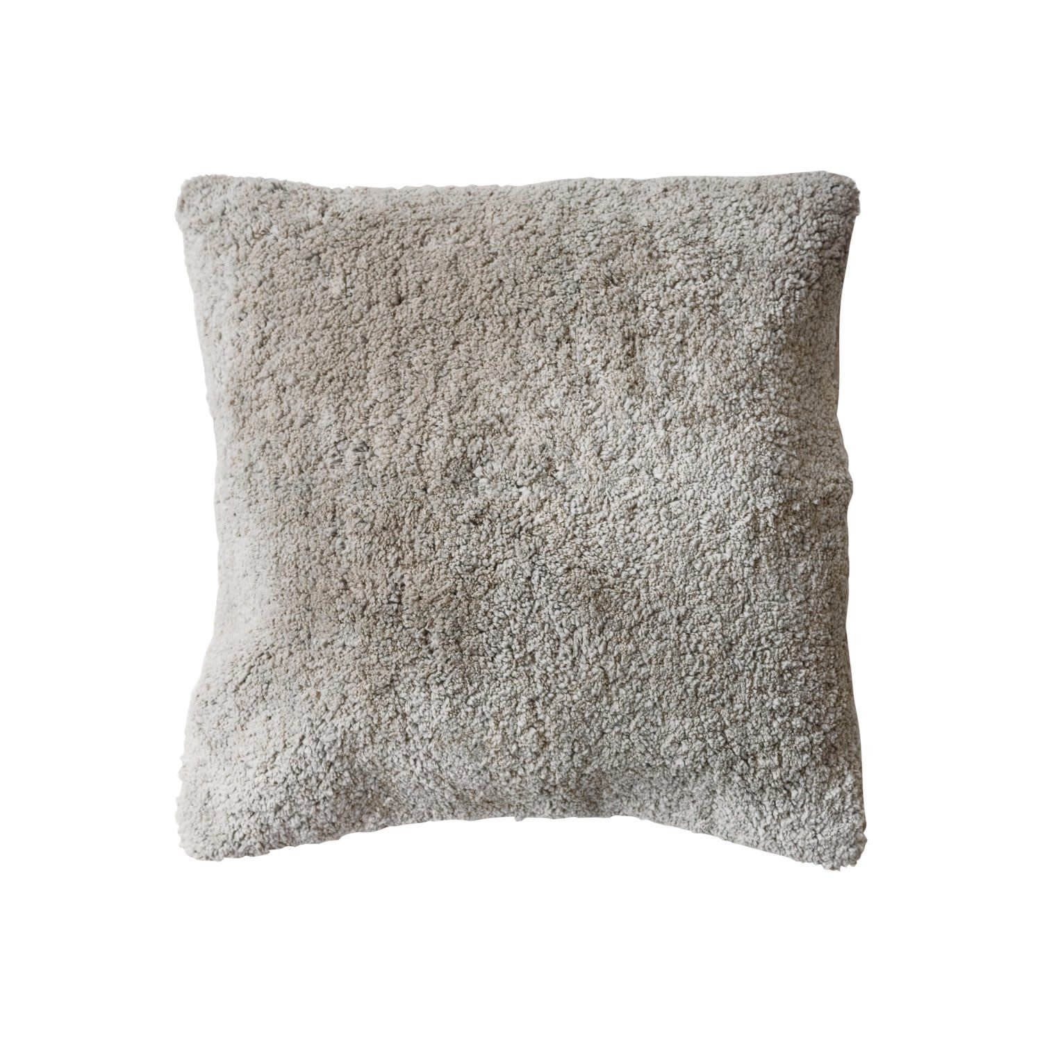 Cotton Tufted Pillow w/ Chambray Back, Sage, 20"