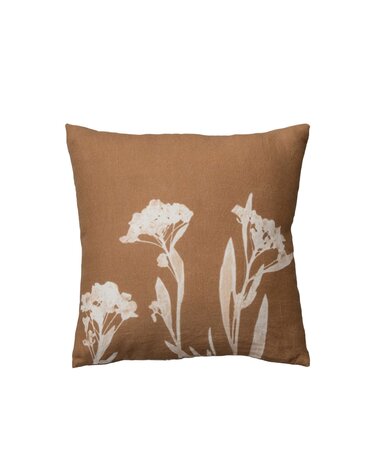 Linen Printed Pillow with Floral Image, 20 in.