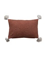 Lumbar Pillow with Embroidery & Tassels, Terra-cotta, 16"x 10"