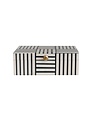 Striped Block Pattern Box with Gold Knob, Black & White, 8"x 6"