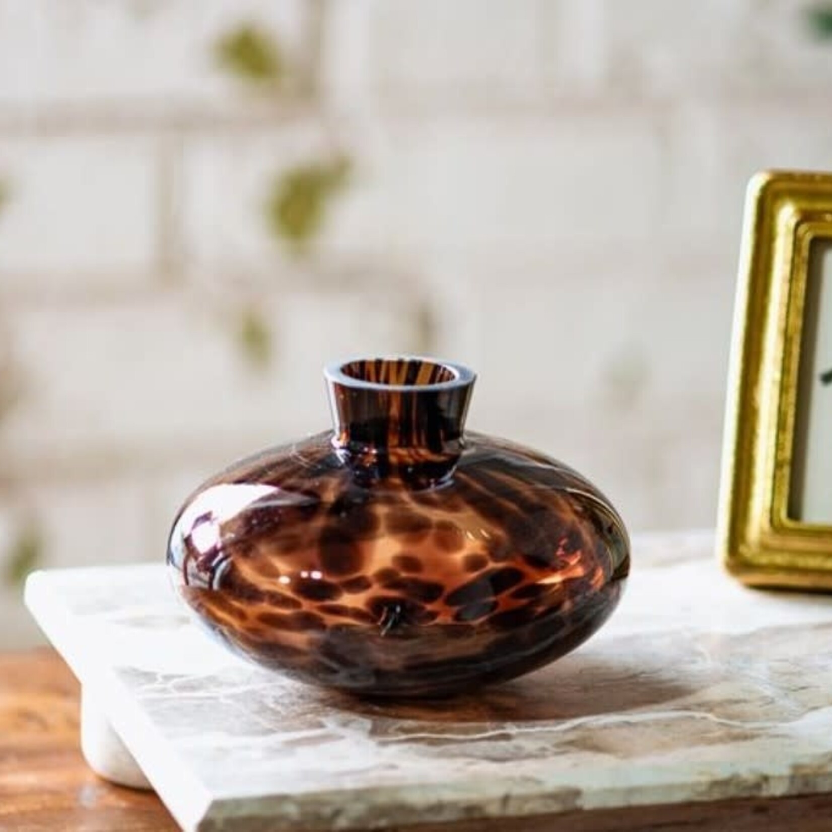 Brown Speckled Vase 5"