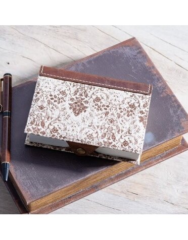 Brown Fleur Canvas Leather Journal 5.5"