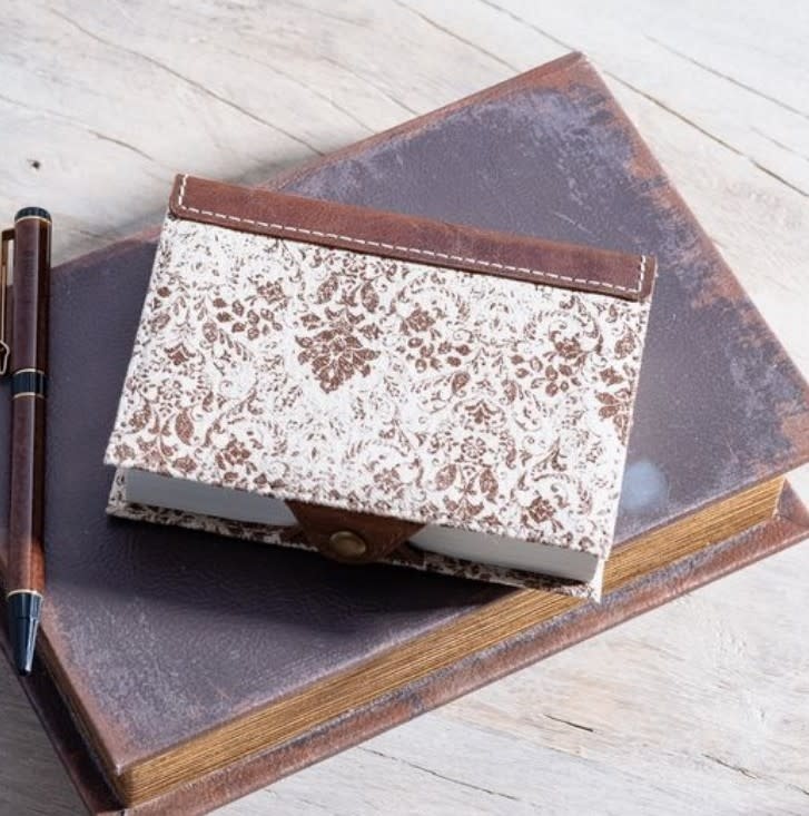 Brown Fleur Canvas Leather Journal 5.5"