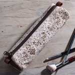 Brown Fleur Canvas Pencil Case 8.5"