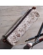 Brown Fleur Canvas Pencil Case 8.5"