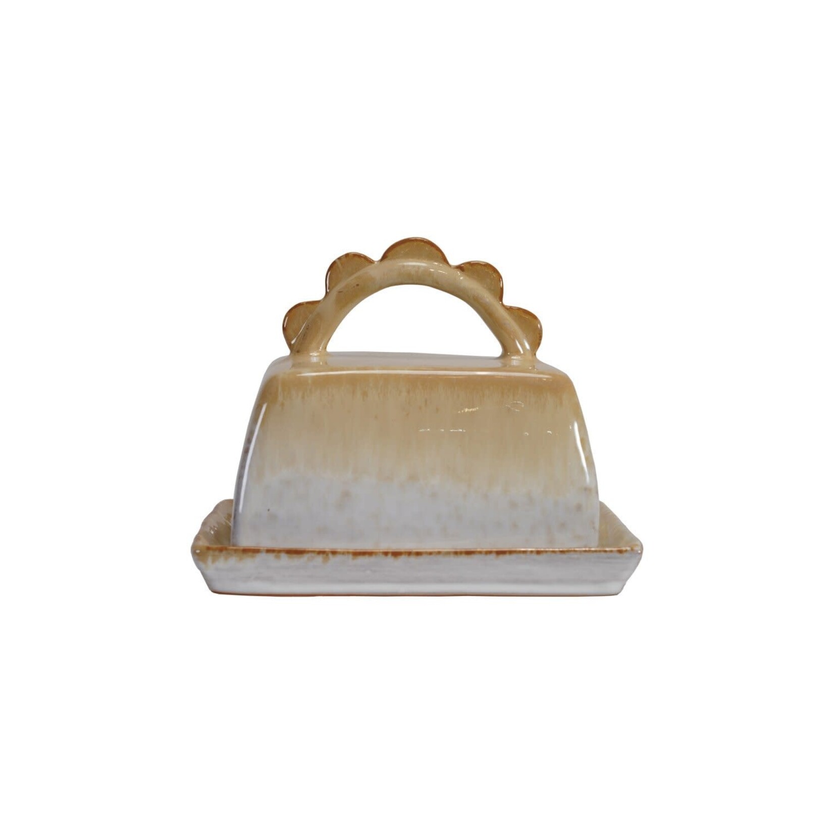 Butter Dish with Scalloped Handle, 7"x 5"