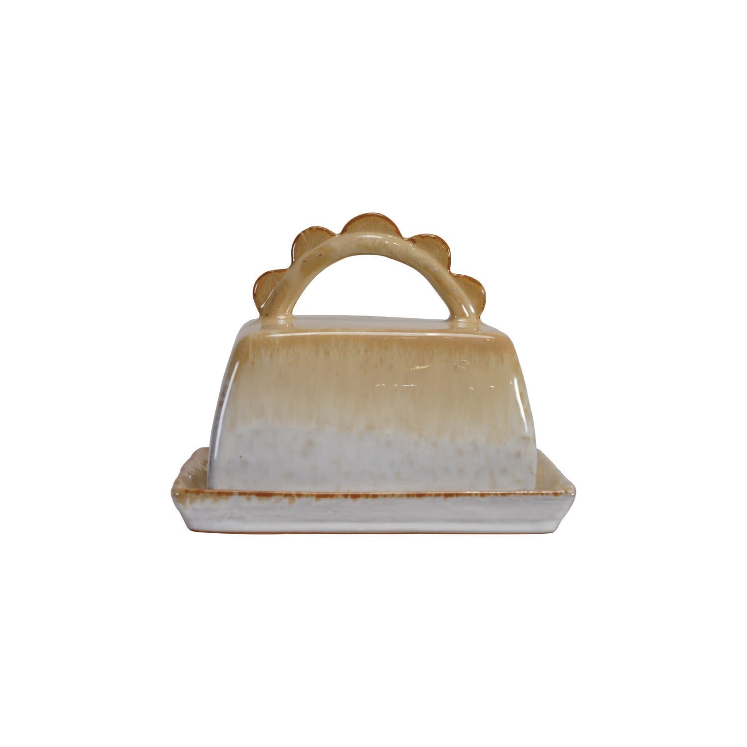 Butter Dish with Scalloped Handle, 7"x 5"