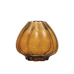 Fluted Glass Vase, Brown, 10"Rnd