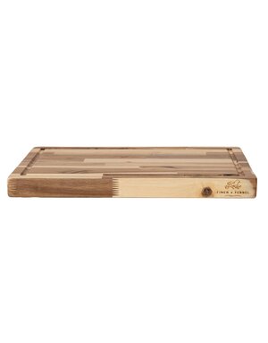 Acacia Wood End Grain Cheese/Serving Board with Laser Etched "Finch + Fennel" Logo, 19"x 14"