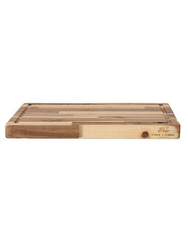 Acacia Wood End Grain Cheese/Serving Board with Laser Etched "Finch + Fennel" Logo, 19"x 14"