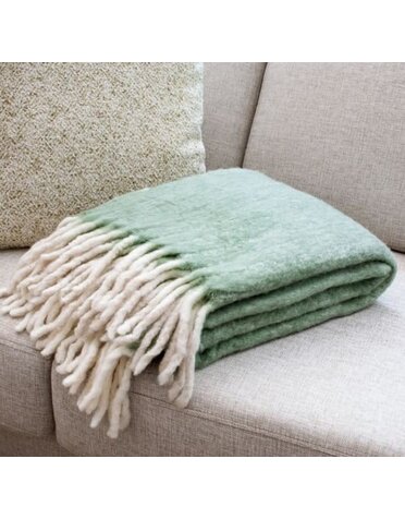 Green Wool Blend Throw 50 x 60