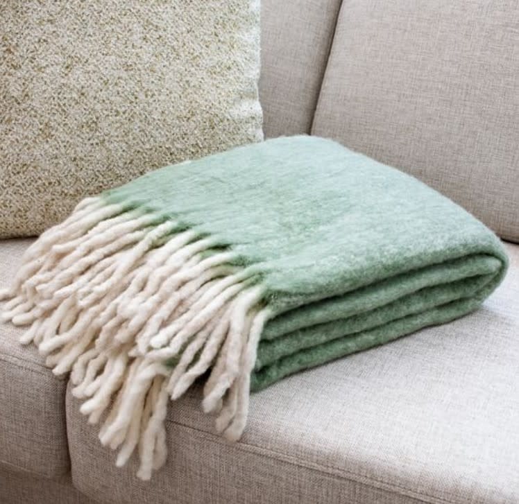 Green Wool Blend Throw 50 x 60