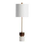 Miles Stick Lamp, Wood, Gold and Marble, 29.5 in.
