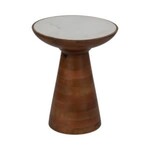 Wood Accent Table Marble Top, Natural and White, 20 in.