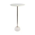 Marble Ball Base Accent Table, White and Gold, 25 X 12