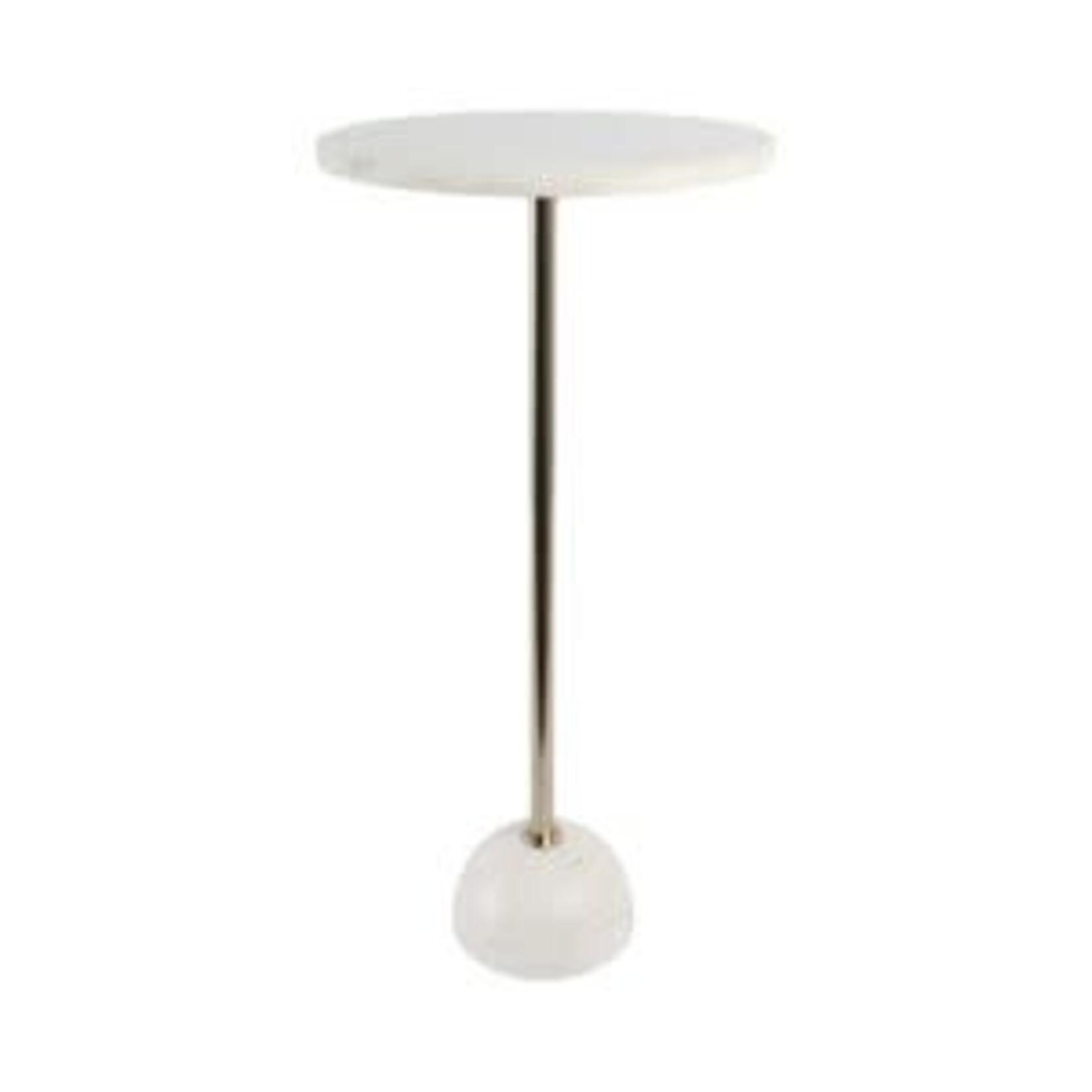 Marble Ball Base Accent Table, White and Gold, 25 X 12