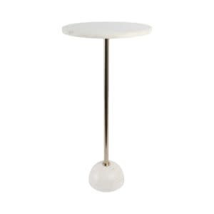 Marble Ball Base Accent Table, White and Gold, 25 X 12, Furniture Available for Local Delivery or Pick Up