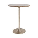 Twisted Marble Top Accent Table, Tan and Gold, 20 X 16