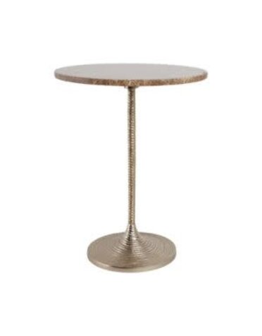 Twisted Marble Top Accent Table, Tan and Gold, 20 X 16, Furniture Available for Local Delivery or Pick Up