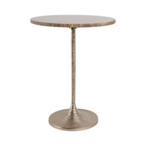 Twisted Marble Top Accent Table, Tan and Gold, 20 X 16, Furniture Available for Local Delivery or Pick Up
