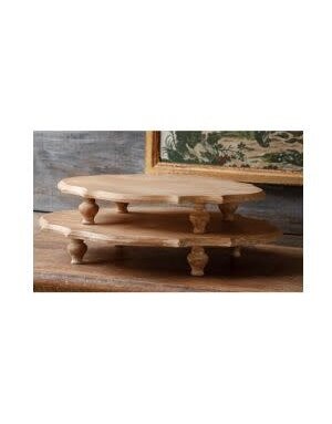 Oval Wooden Footed Serving Platform, Large, 19.88 X 15.38 X 3