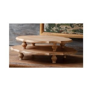 Oval Wooden Footed Serving Platform, Large, 19.88 X 15.38 X 3