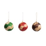 Round Lily Leaf Ball Ornament w/ Wood Bead, Brown