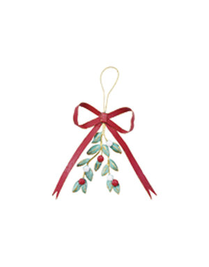 Hanging Metal Bow & Mistletoe Wall Decor, 9"x 11"