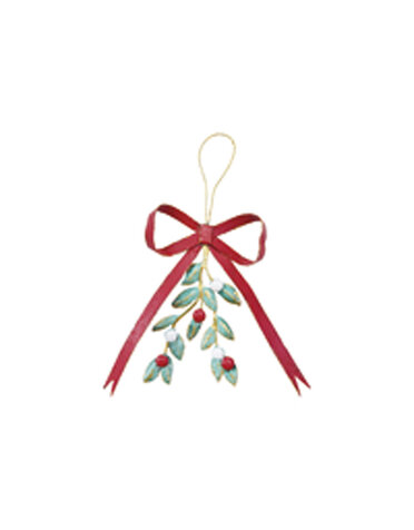 Hanging Metal Bow & Mistletoe Wall Decor, 9"x 11"