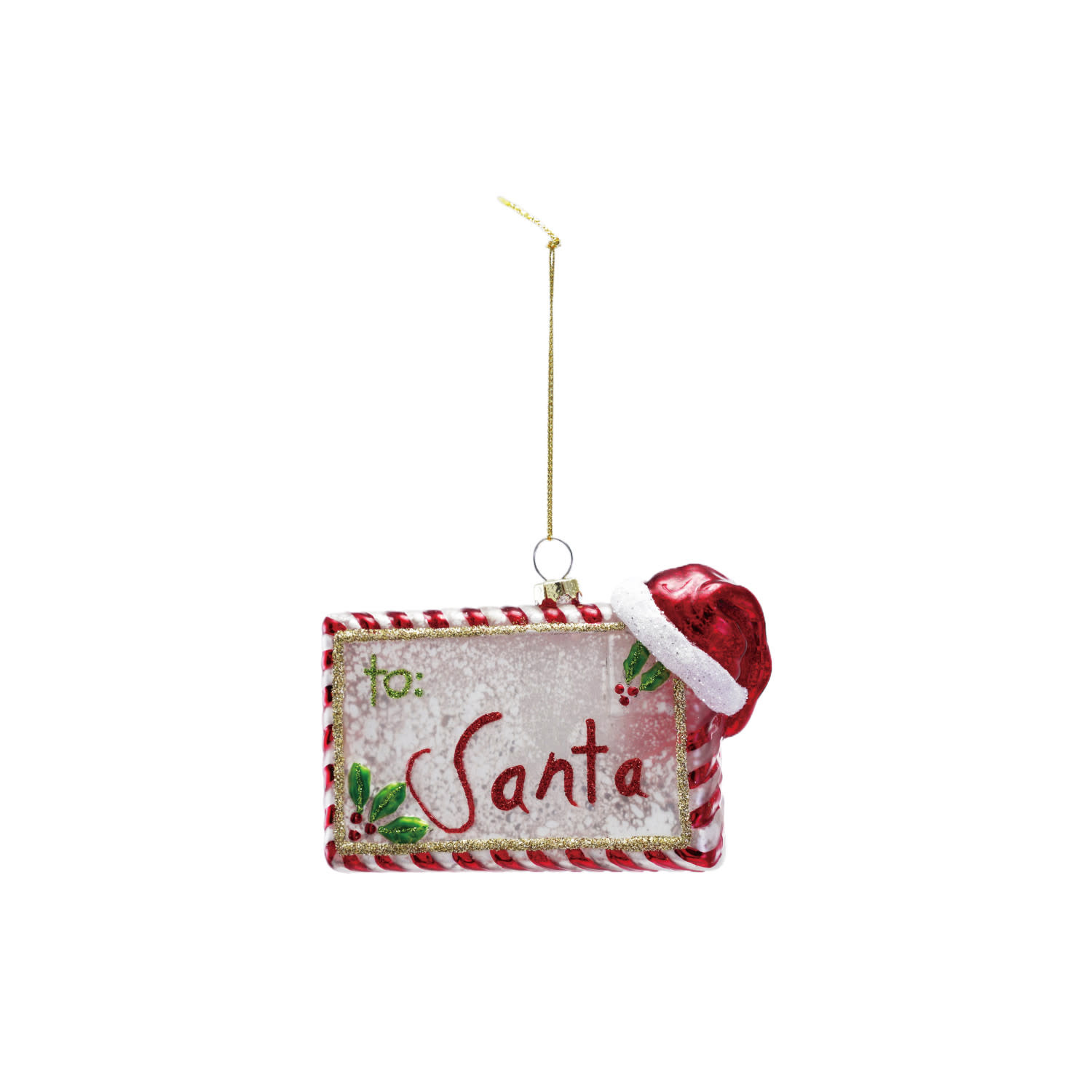 Glass Letter to Santa Ornament, 5"x 3"
