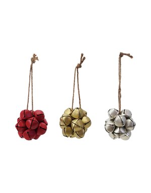 Metal Jingle Bell Cluster Ornament, Red, 3"