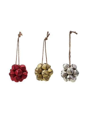 Metal Jingle Bell Cluster Ornament, Gold, 3"