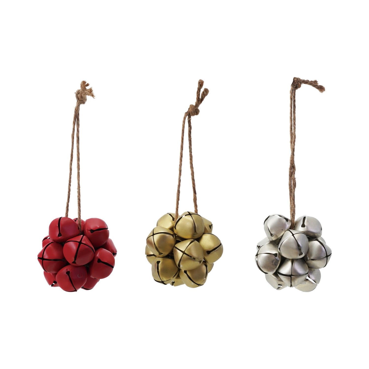Metal Jingle Bell Cluster Ornament, Gold, 3"