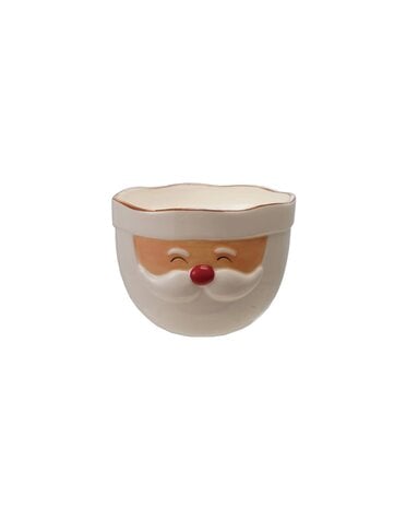 Stoneware Santa Head Shaped Mixing Bowl with Red Rim, 6"x 4"