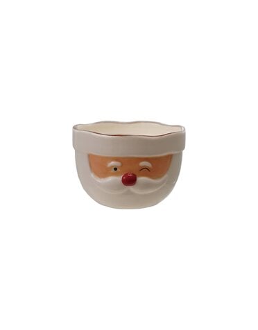 Stoneware Santa Head Shaped Mixing Bowl with Red Rim, 4"x 3"