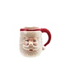 Hand-Painted Stoneware Santa Head Shaped Mug, 14 oz