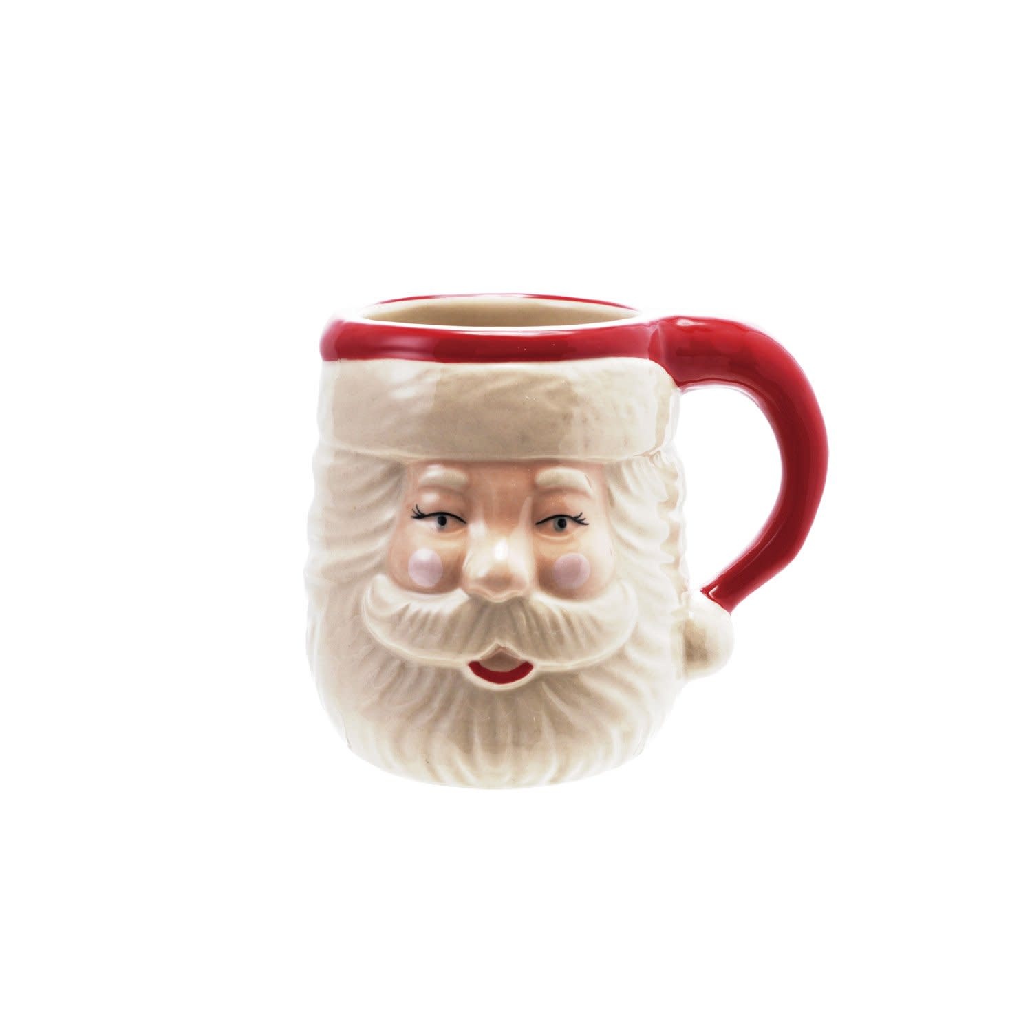 Hand-Painted Stoneware Santa Head Shaped Mug, 14 oz
