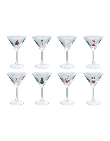 Martini Glass with Hand-Blown Holiday Figure, Assorted, 4 oz