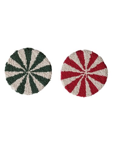 Cotton Tufted Candy Striped Trivet, Red, 8"Rnd