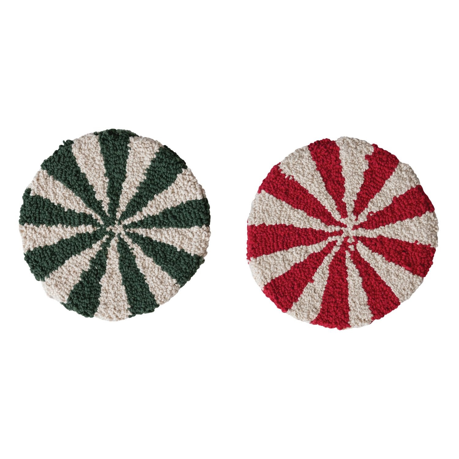 Cotton Tufted Candy Striped Trivet, Red, 8"Rnd