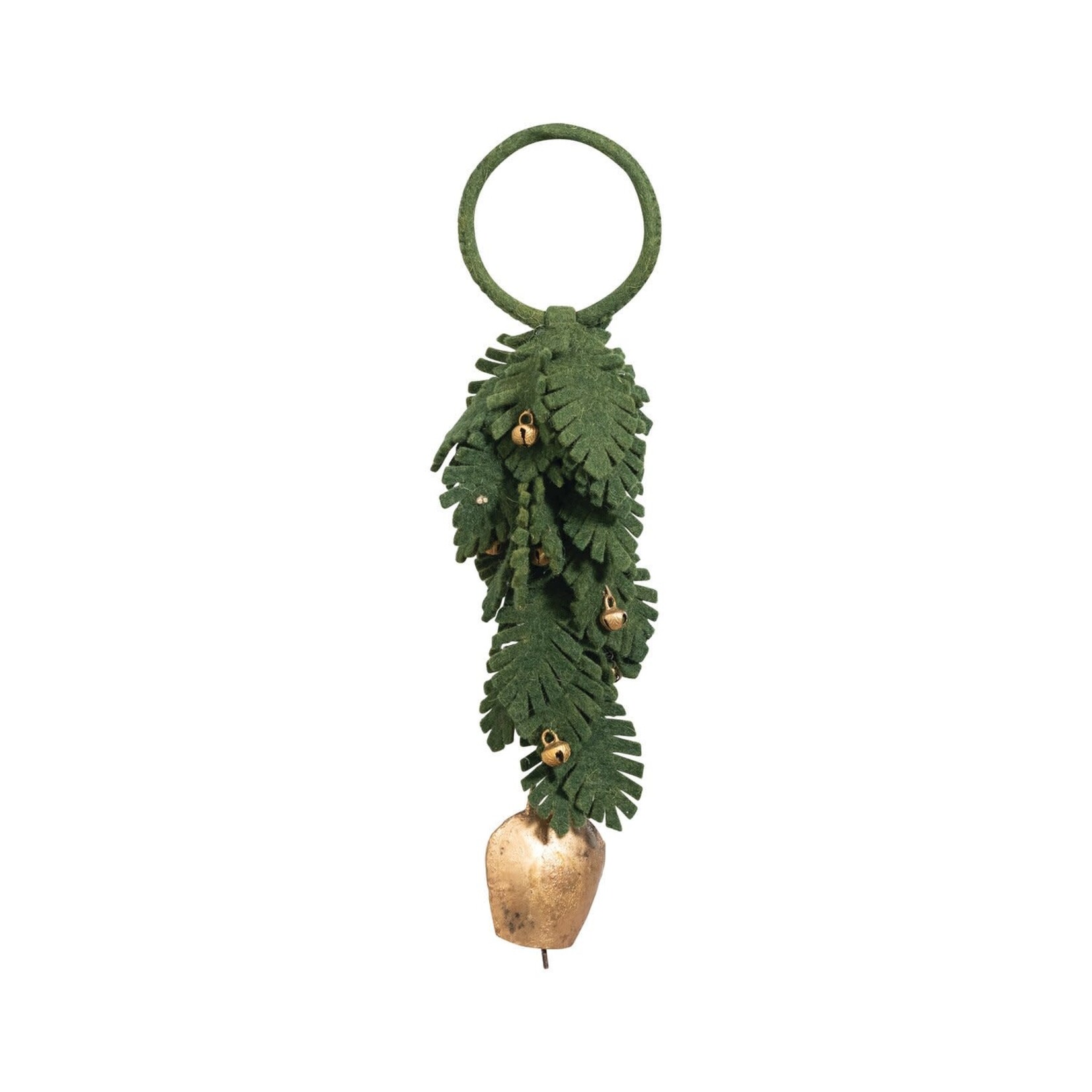 Wool Felt Leaves Door Hanger with Metal Bells, 16 in.